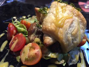 filo pastry with cashew cheese  at B12 in Girona