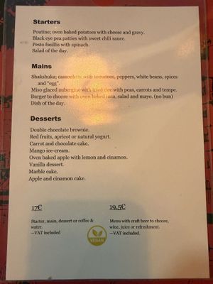 Menu  at B12 in Girona