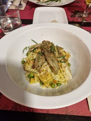 Arròs amb albergínia i tempeh at B12 in Girona