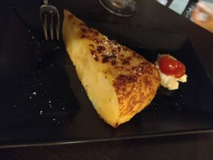 Tortilla de patatas vegana. Parece de huevo! at B12 in Girona