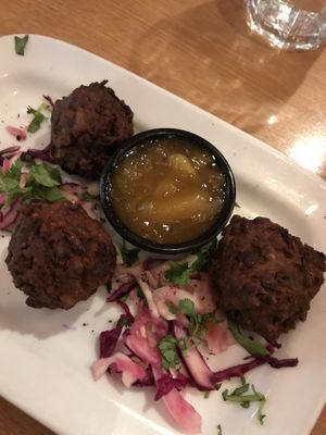 Vegan vegetable pakoras at The Olive Tree in Castlebar