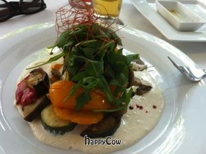 Polenta with mixed vegetables and mushrooms cream at La Mano Verde in Berlin