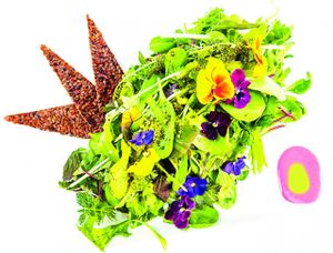 wild herb salad with trio of vinaigrette at La Mano Verde in Berlin