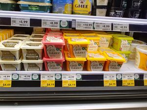 Vegan butter, near the regular butter, all the way at the bottom  at Whole Foods Market in El Paso