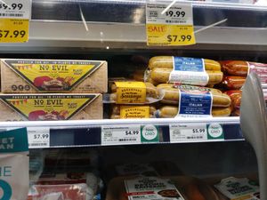 Vegan products in the refrigerator section at the back of the store  at Whole Foods Market in El Paso