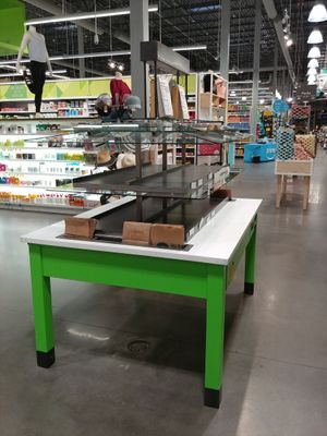 Baked good area near produce and in front of coffee shop. Not sure but I would imagine they carry non dairy milk for coffee  at Whole Foods Market in El Paso