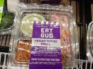 Vegan meal in refrigerator near food bar at Whole Foods Market in El Paso