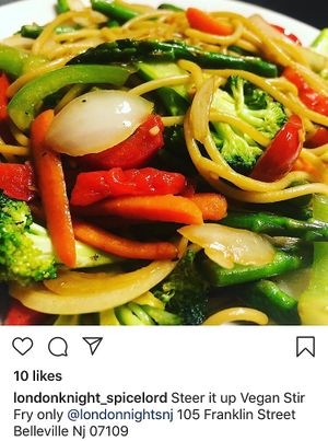 Veggie stir fry  at London Nights in Belleville