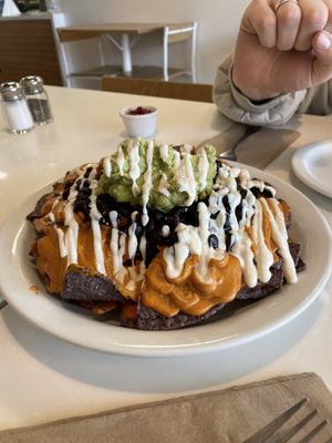 The nachos with chipotle cashew queso  at Slice of Life in Sebastopol