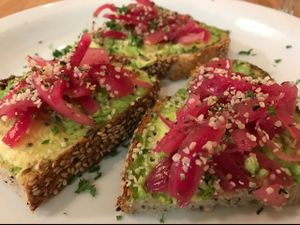 avacado toast at Slice of Life in Sebastopol