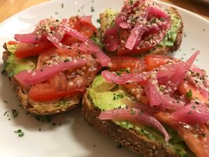 Avacado toast at Slice of Life in Sebastopol