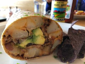 Weekender wrap with fakin bacon  at Slice of Life in Sebastopol