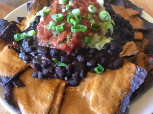 Half order of Nachos with chipotle cashew queso  at Slice of Life in Sebastopol