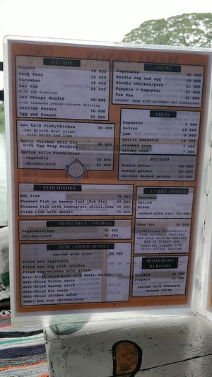 Menu at Mama Tanon Cafe in Don Det