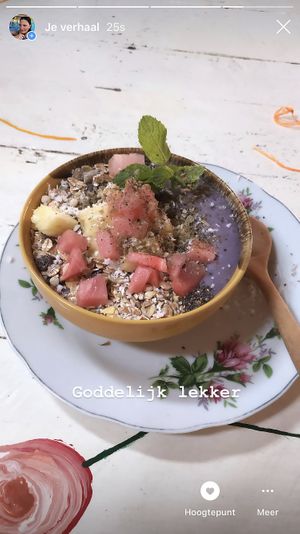 The breakfast smoothie bowl! at Mama Tanon Cafe in Don Det