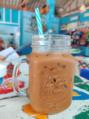 Ice coffee (coconut milk) at Mama Tanon Cafe in Don Det