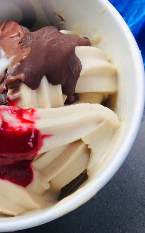 Soy banana, coconut & chocolate honeycomb vegan frozen yoghurt. So good!  at Yo-Chi in Balaclava