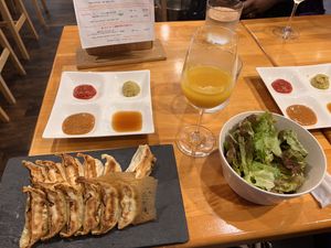 Food was great!!!  at Champagne & Gyoza Bar - TOKYO EBISU in Tokyo