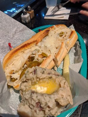 Chicken cheesesteak with smashed potatoes at Eden Vegan Cafe in Scranton