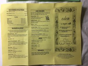 Menu1 at Eden Vegan Cafe in Scranton