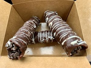 Chocolate encased cannolis at Eden Vegan Cafe in Scranton