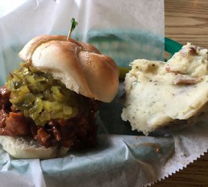pulled pork with smashed potatoes at Eden Vegan Cafe in Scranton
