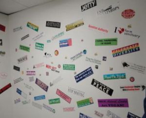 Cool bathroom decorations at Eden Vegan Cafe in Scranton