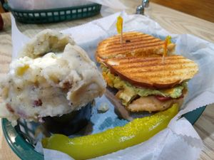 ABC panini with smashed potatoes. at Eden Vegan Cafe in Scranton