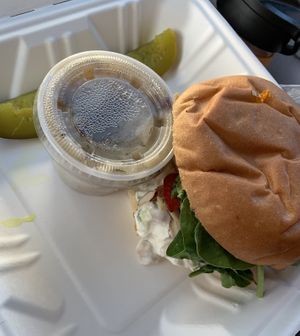 ‘Chicken’ Salad with smashed potatoes  at Eden Vegan Cafe in Scranton