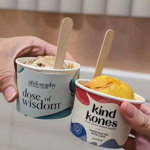 Vegan Almond Brittle Fudge, Mango Raspberry Swirl Ice-Cream at Kind Kones - Forum in Central Singapore