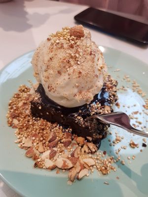 Sweet potato brownie with durian ice cream at Kind Kones - Forum in Central Singapore