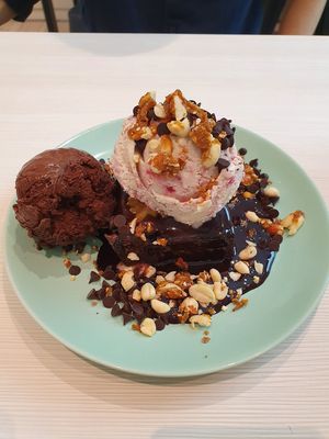 Brownie with earl grey and chocolate ice cream at Kind Kones - Forum in Central Singapore