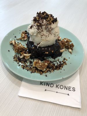 Sweet potatoes brownie with gingerbread ice cream  at Kind Kones - Forum in Central Singapore