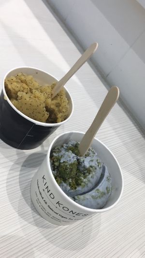 passionfruit sorbet and blue planet at Kind Kones - Forum in Central Singapore