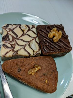 Clockwise from left: Peanut Butter Cheezecake, Coffee Walnut, Carrot Walnut at Kind Kones - Forum in Central Singapore