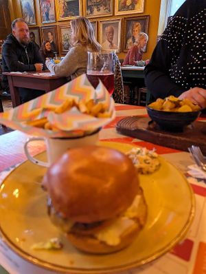 Vegan burger and fries at Lounges - Sorbo Lounge in Chesterfield