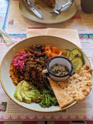 Vegan Moroccan Aubergine Flatbread at Lounges - Sorbo Lounge in Chesterfield