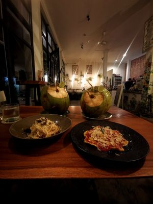 Carbonara and Ravioli at Amami Garden in Ungasan