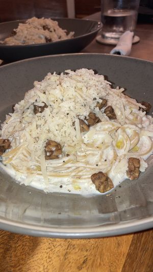 Spaghetti carbonara  at Amami Garden in Ungasan