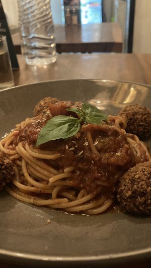 Spaghetti meatballs  at Amami Garden in Ungasan
