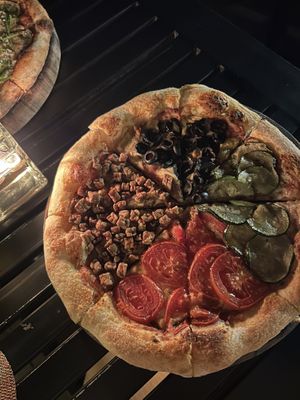 Vegan pizza 4 stagioni  at Amami Garden in Ungasan