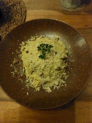 Pasta carbonara at Amami Garden in Ungasan