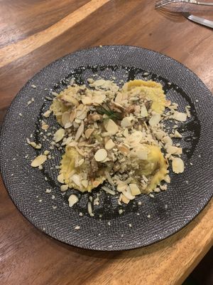 mushroom ravioli  at Amami Garden in Ungasan