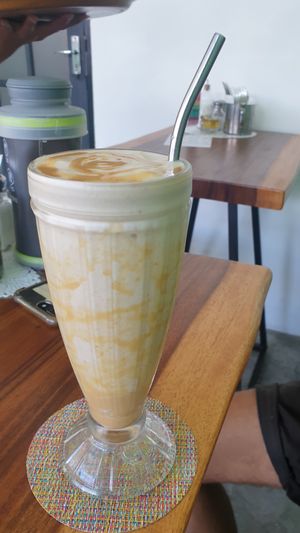 Smoothie - peanut butter, coconut milk, banana etc. Wow!!  at Amami Garden in Ungasan