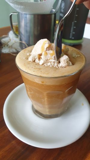 Cafe with peanut butter and almond milk!  at Amami Garden in Ungasan