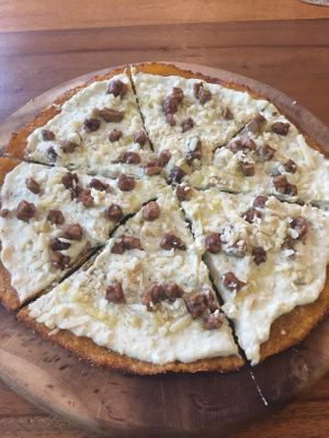 Gluten free carbonara pizza  at Amami Garden in Ungasan