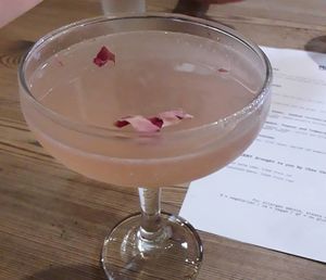 Pisco, rosé, pear and lemon cocktail  at Yakumama in Todmorden