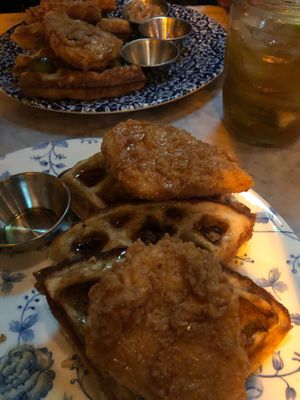 Vegan chicken and waffles at Absurd Bird in East London