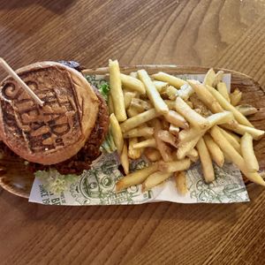 Chorizo avocado burger  at The Head of Steam in Cardiff