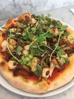Incredible vegan pizza  at The Flour Pot Bakery in Brighton